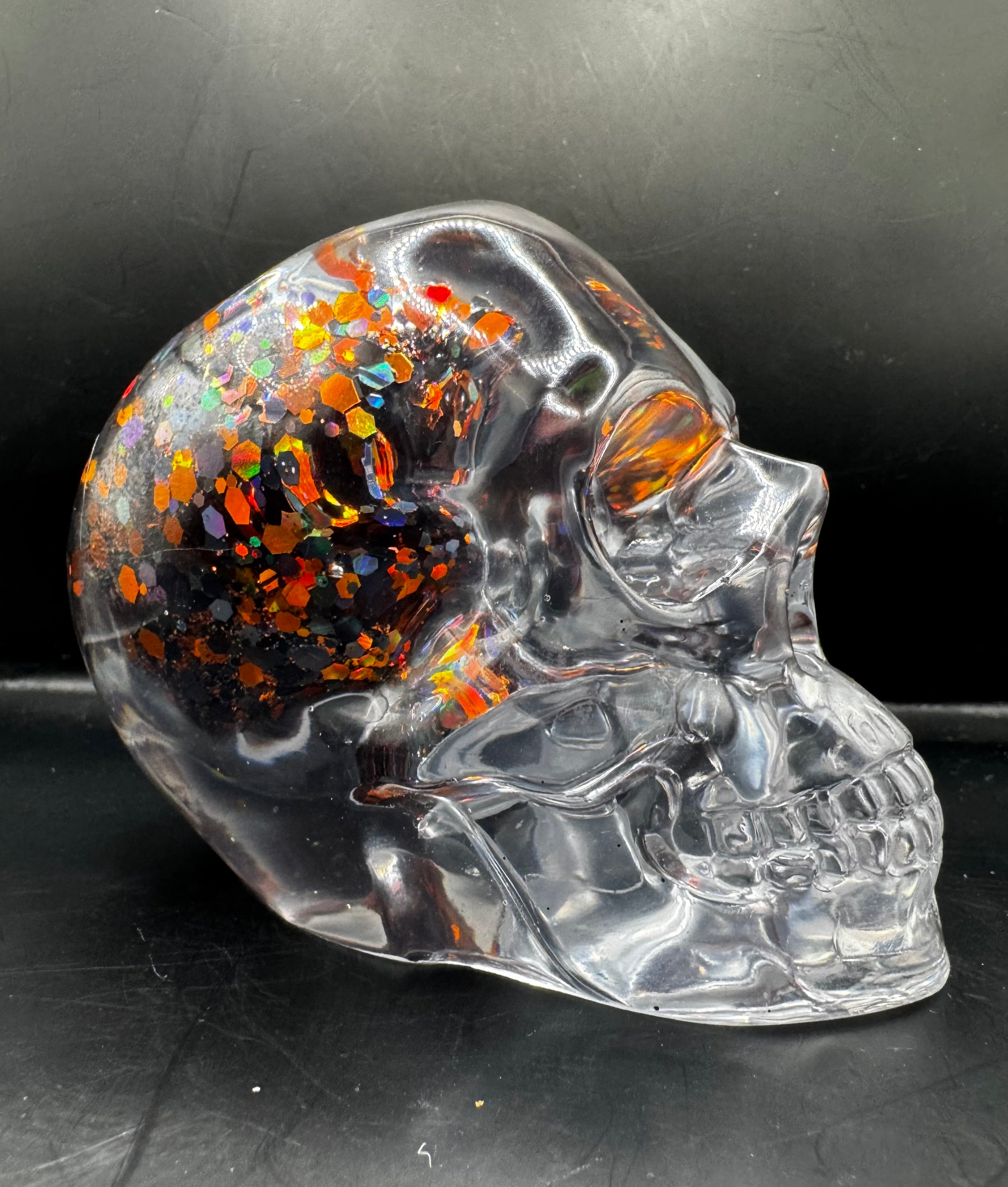 Skull Snow Globe Skull Orange & Black