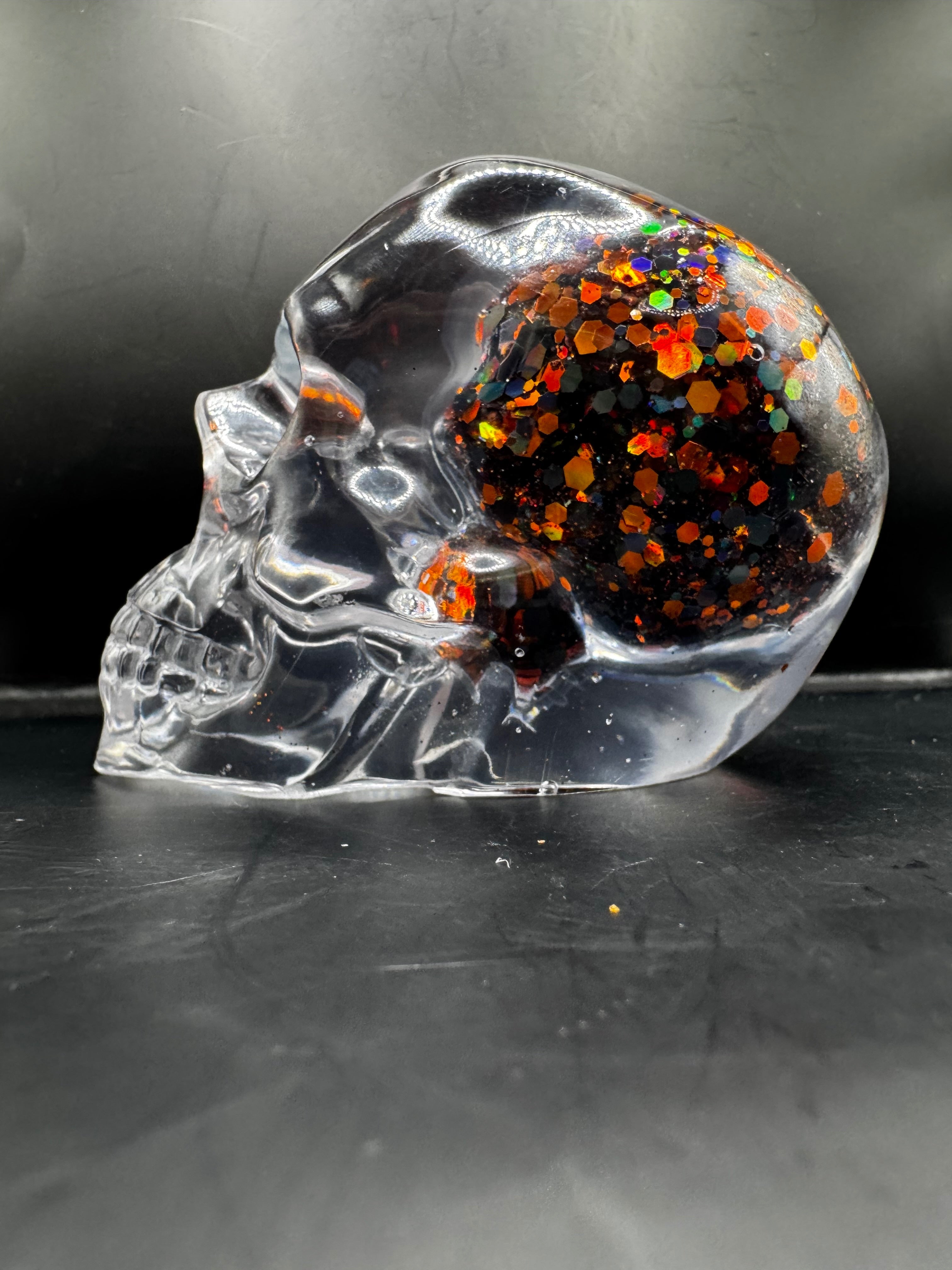 Skull Snow Globe Skull Orange & Black