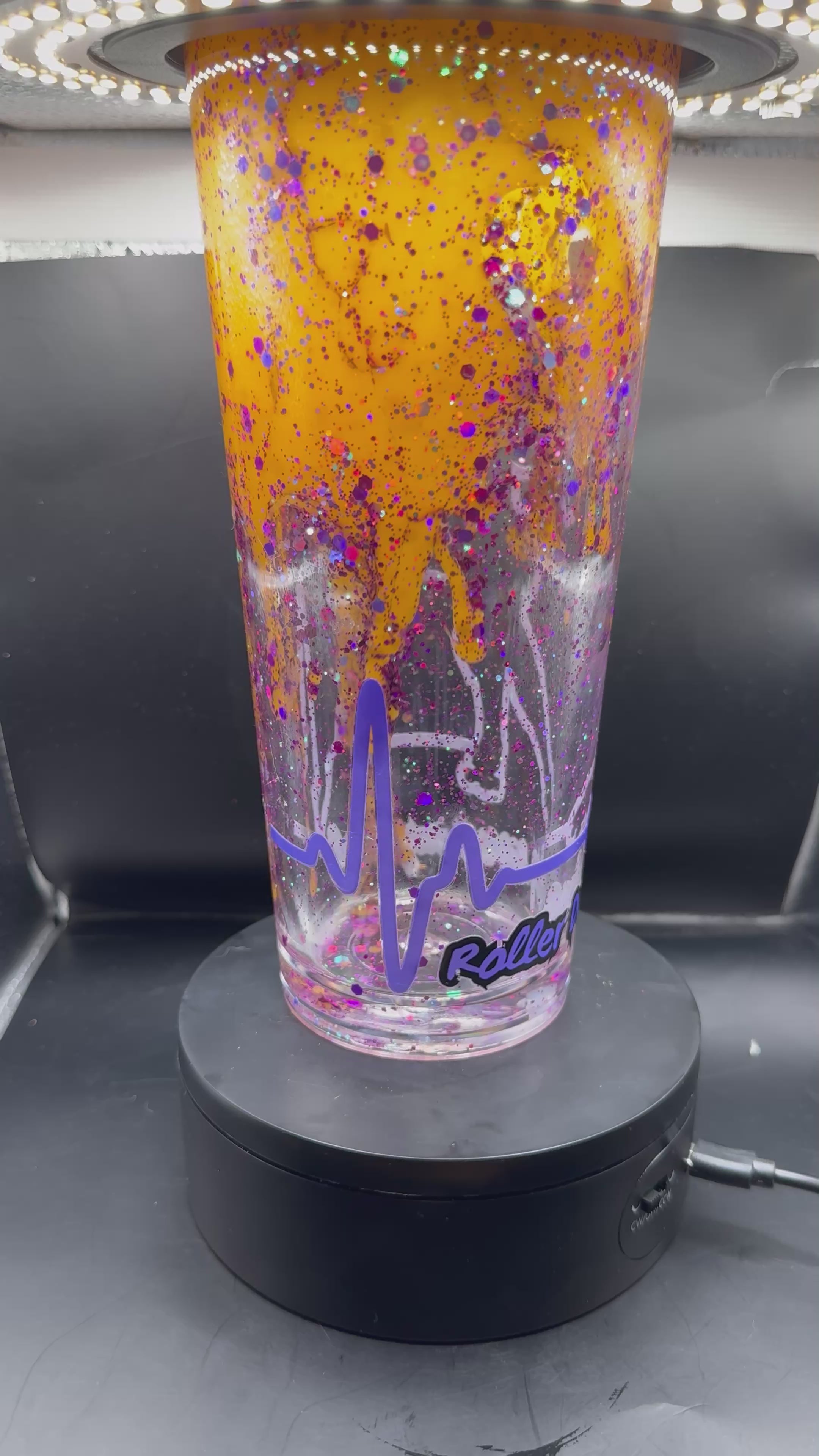 24oz Roller Derby Saved my soul glitter lava tumbler cup