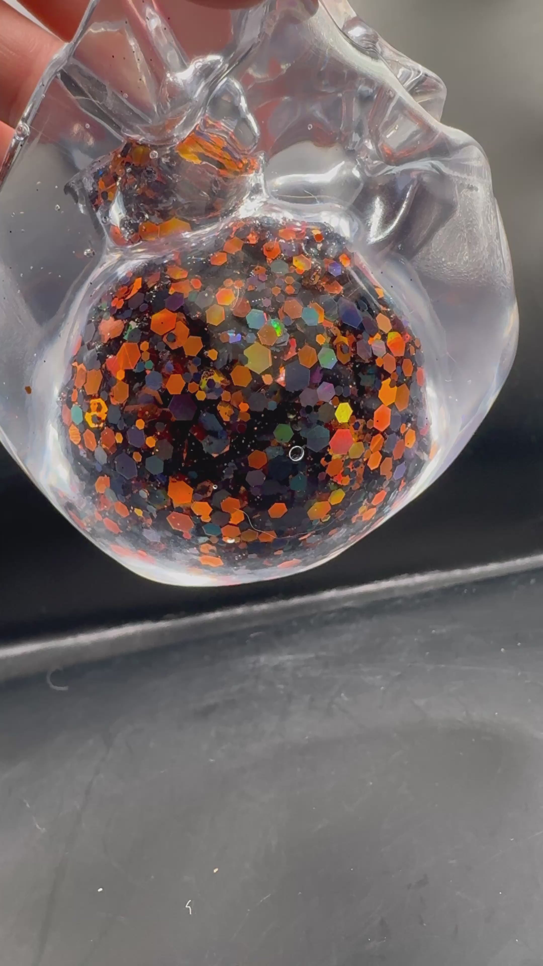 Skull Snow Globe Skull Orange & Black